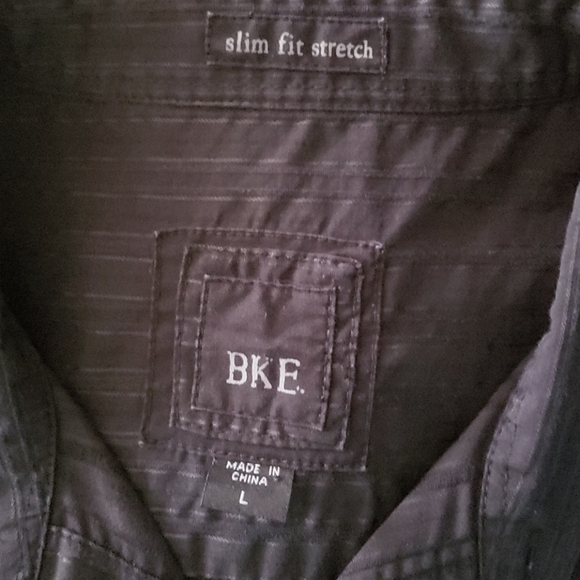 BKE Pin Stripe Black Slim Fit Stretch 👕 Shirt - Picture 4 of 4